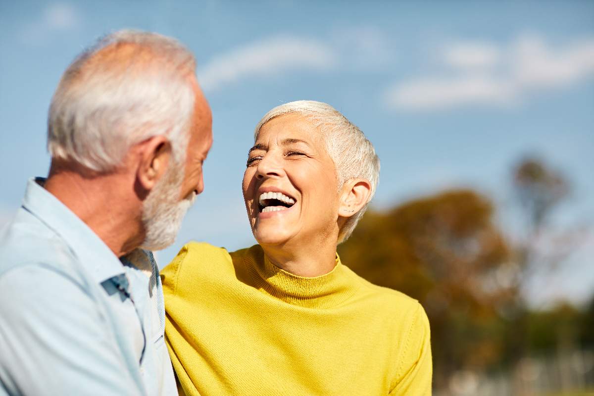 Elderly couple smiling