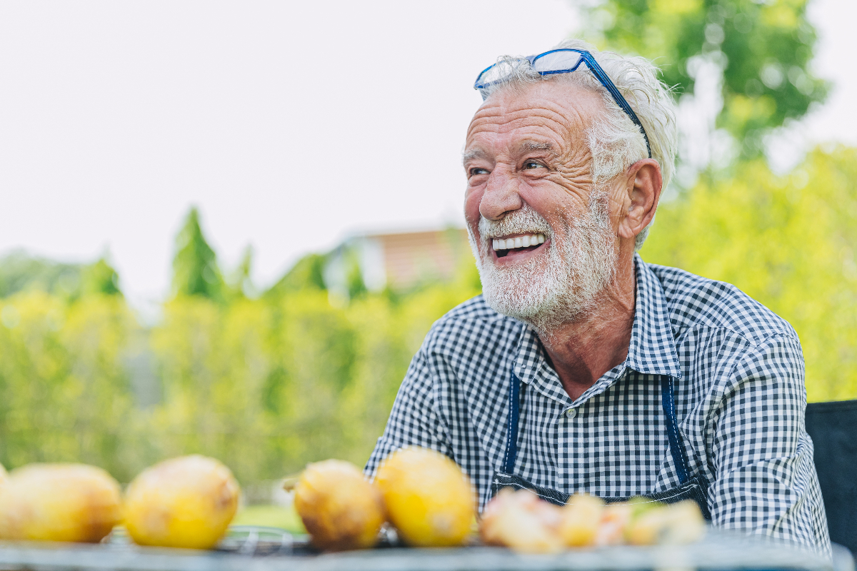 Elderly man smiling